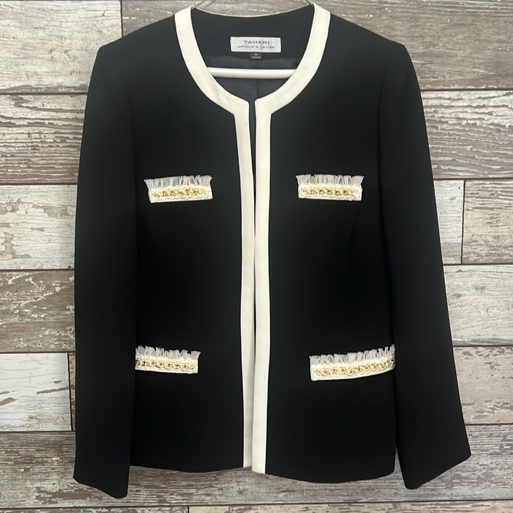Tahari Black with Ivory Dress Blazer - sz 10